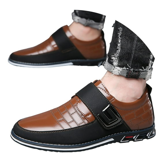 Oyedens Oxford Shoes for Men Vintage Casual Wingtip Business Formal Slip on Oxfords Dress Shoes