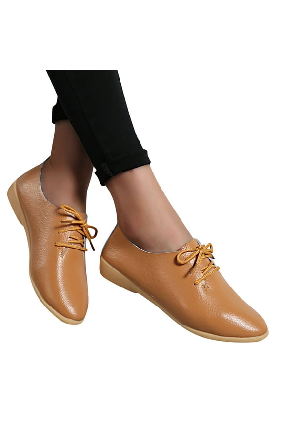 Oxfords Dress Shoes for Women British Vintage Leather Fashion Sneakers Casual Walking Flats