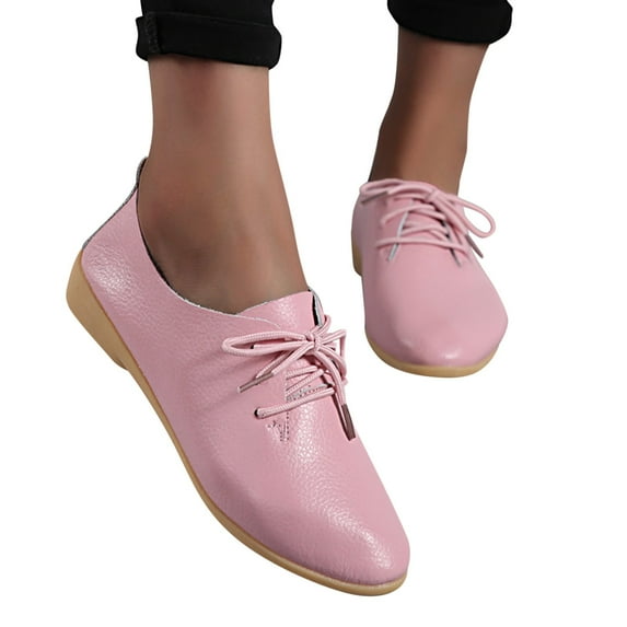Oyedens Oxfords Dress Shoes for Women British Vintage Leather Fashion Sneakers Casual Walking Flats