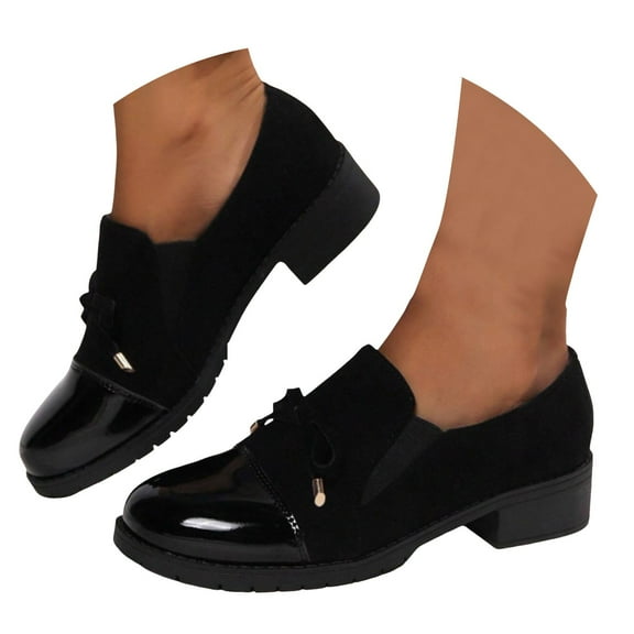 Oyedens Oxfords Dress Shoes for Women Vintage Heels Leather Slip on Oxford Mary Jane Shoes