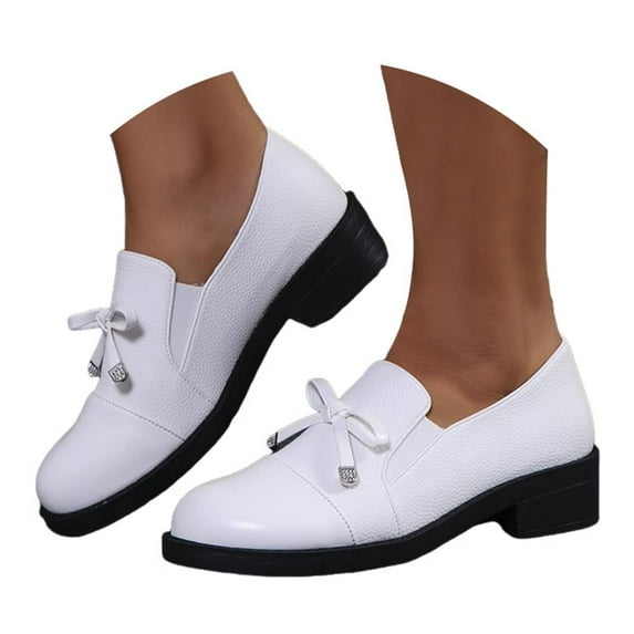 Oyedens Oxfords Dress Shoes for Women Vintage Heels Leather Slip on Oxford Mary Jane Shoes
