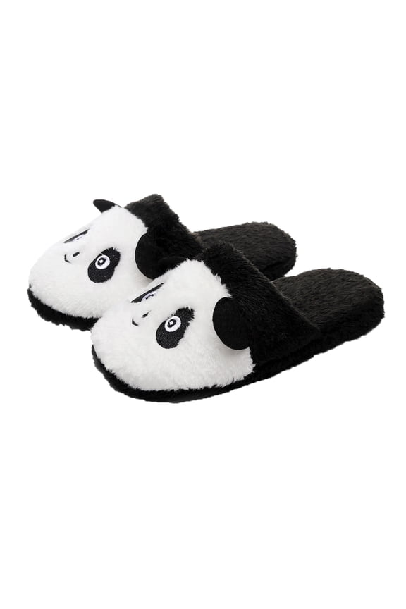 Panda Slippers for Women Kids Cute Animal Fuzzy Fleece Indoor House Slippers Non Slip Home Shoes