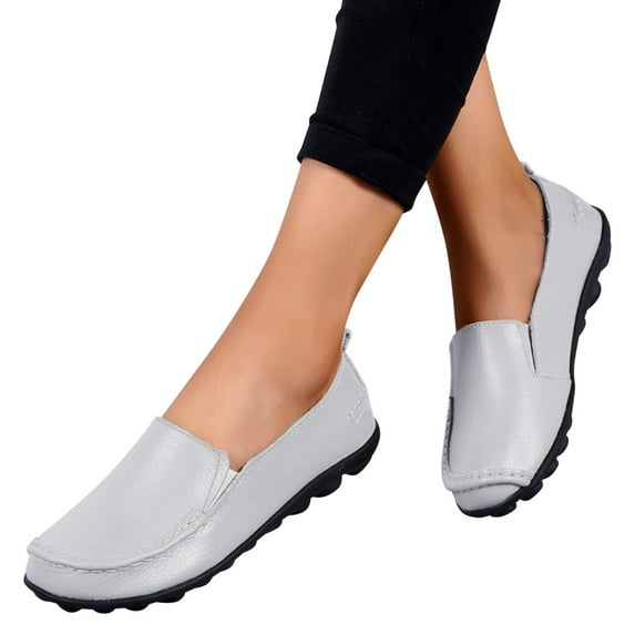 Oyedens Penny Loafers Walking Shoes for Women Casual Wide Width Slip on Loafer Flats Work Boat Shoes