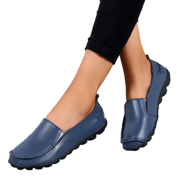 Oyedens Penny Loafers Walking Shoes for Women Casual Wide Width Slip on Loafer Flats Work Boat Shoes