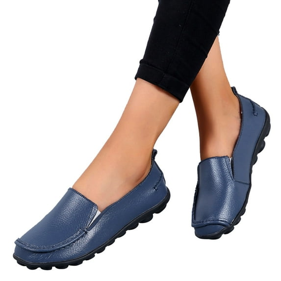 Oyedens Penny Loafers Walking Shoes for Women Casual Wide Width Slip on Loafer Flats Work Boat Shoes