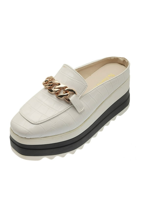 Platform Clogs Mules for Women Fashion Casual High Heel Slip on Loafers Walking Shoes