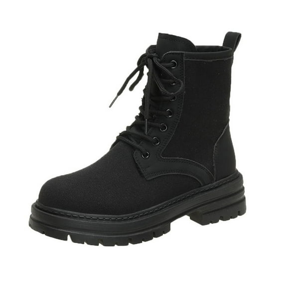 Oyedens Platform Combat Boots for Women Fashion Casual Low Heels Lace up Riding Ankle Booties