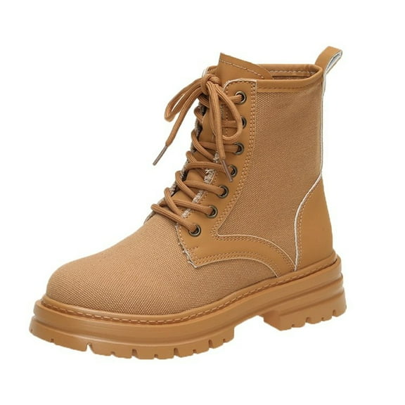 Oyedens Platform Combat Boots for Women Fashion Casual Low Heels Lace up Riding Ankle Booties