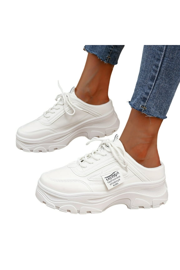 Platform Fashion Sneakers For Women Casual Leather Lace Up Low Top Slip On Flats Play Sneakers Flatform Footbed Canvas Shoes