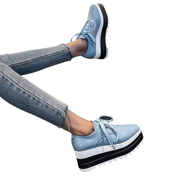 Oyedens Platform Fashion Sneakers for Women Girls Leather Casual Footbed Low Top Canvas Shoes