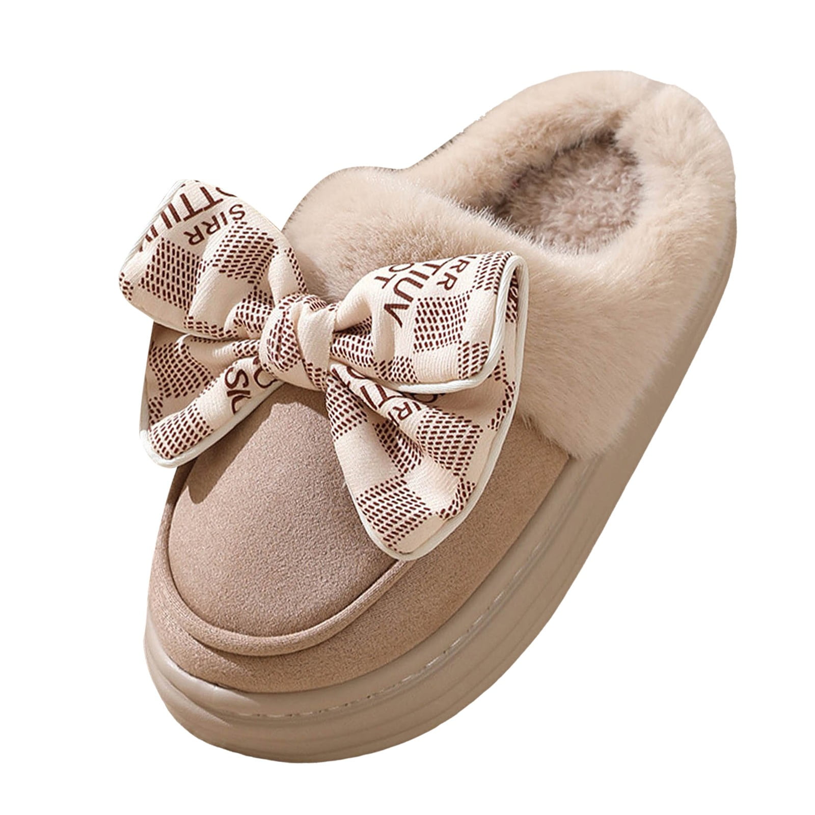 Oyedens Platform House Slippers for Woman Comfy Fuzzy Plush Bedroom ...