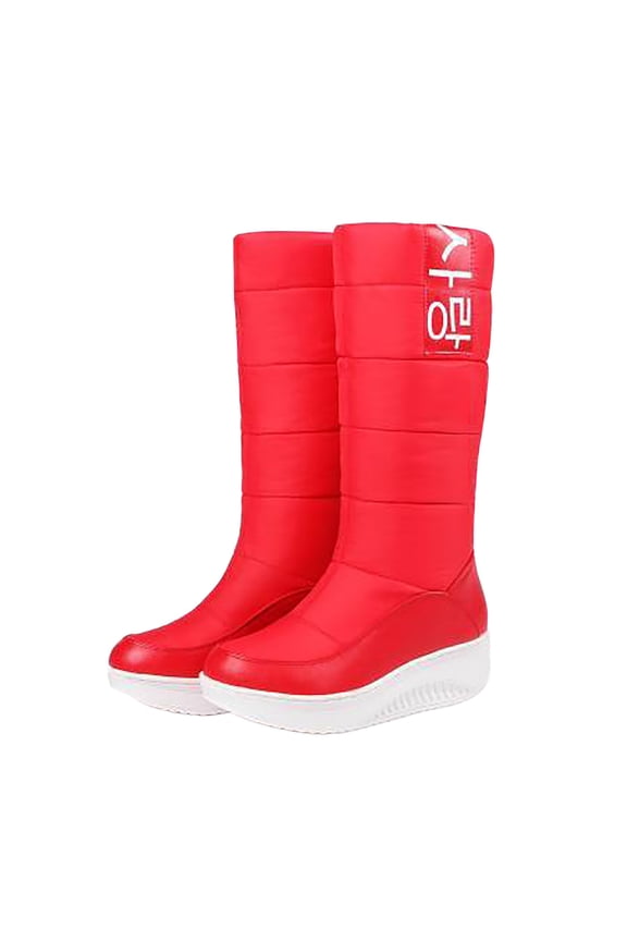Platform Mid Calf Winter Snow Boots for Women Waterproof Knee High Outdoor Shoes