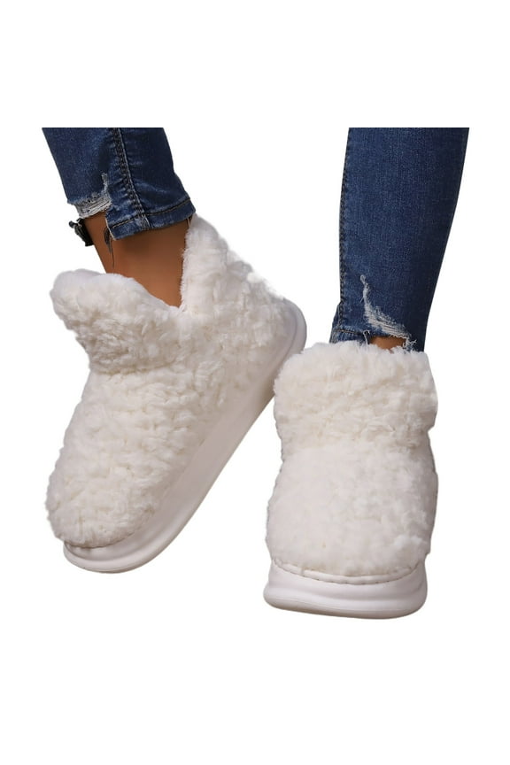 Platform Slippers for Women Winter Warm Fuzzy Memory Foam Bootie Slippers House Boots Indoor Outdoor