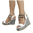 thumbnail image 1 of Oyedens Platform Wedge Sandals For Women Boho Tassel High Heels Dress Sandals Wedding Beach Fringe Dressy Sandals Hawaii Vacation, 1 of 5