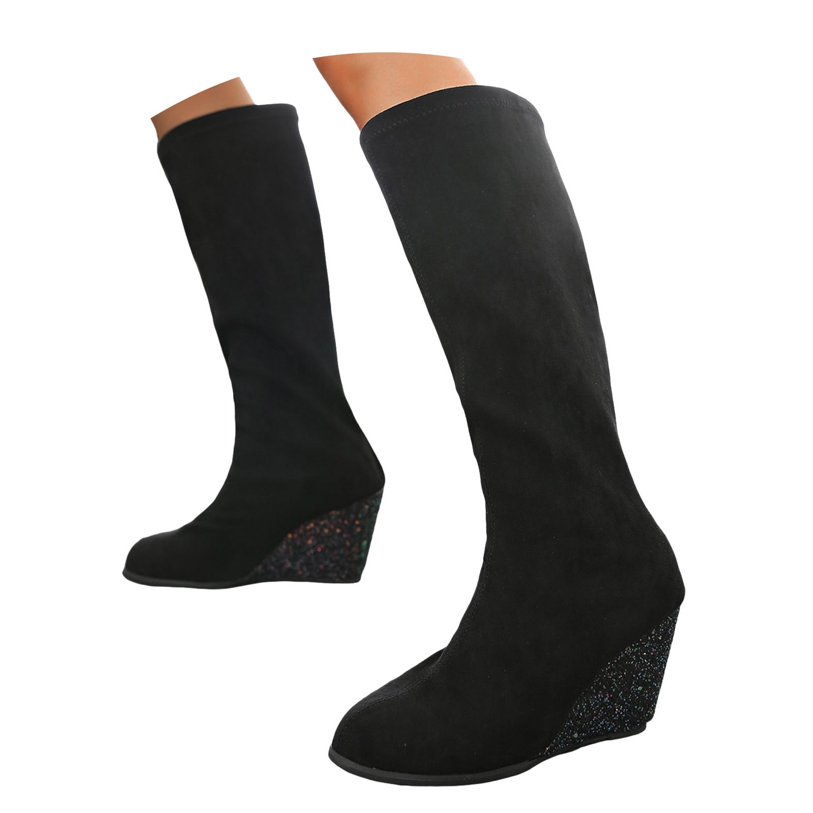 womens black suede dress boots Paris Boots Wide (Black Suede) 8.5W