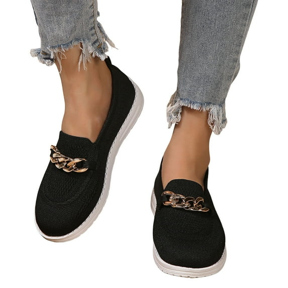Oyedens Slip On Loafers Boat Shoes For Women Mesh Buckle Wedge Low Top Fashion Sneakers Driving Walking Penny Loafers