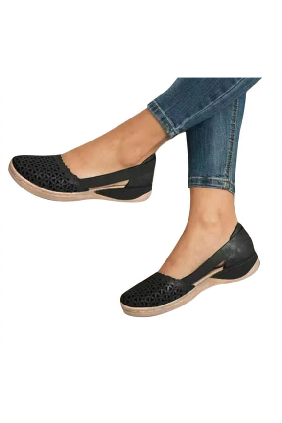 Oyedens Slip On Loafers Dress Shoes For Women Casual Wide Width Comfort Slip-On Wedge Ballet Flats Dressy Walking Shoes