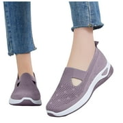 Oyedens Slip On Loafers Sneakers For Women Mesh Elastic Memory Foam Walking Work Wedge Flats Shoes