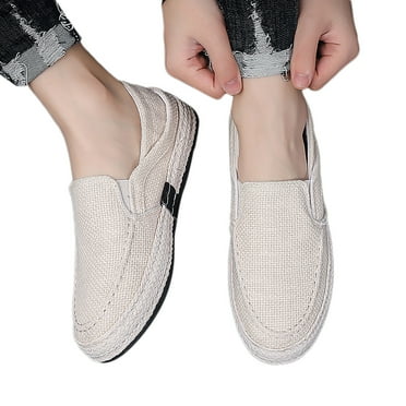 Oyedens Slip On Loafers for Men Linen Espadrilles Driving Shoes Low Top Penny Sneakers Work Shoes