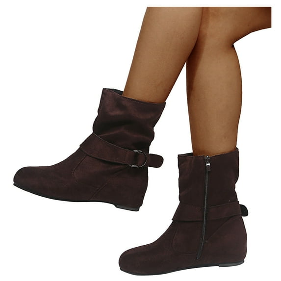 Oyedens Slouch Boots for Women Fashion Suede Flats Slouchy Mid Calf Boots Winter Fall Short Boots