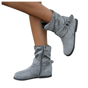 Oyedens Slouch Boots for Women Fashion Suede Flats Slouchy Mid Calf Boots Winter Fall Short Boots