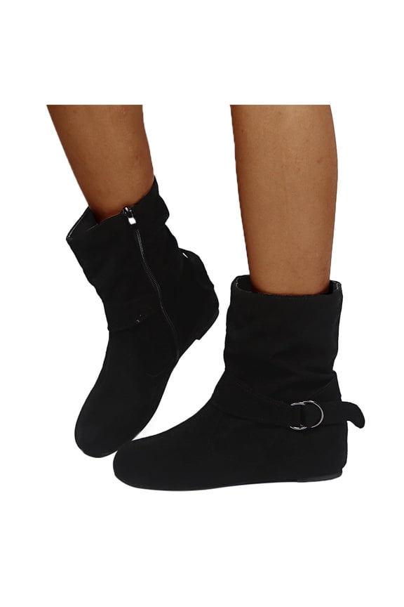 Slouch Mid Calf Boots for Women Slouchy Wide Calf Boots Winter Fall Ankle Booties Dress Shoes