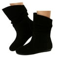 Oyedens Slouchy Mid Calf Boots for Women with Lining Wide Calf Winter