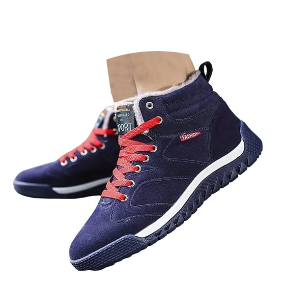 Oyedens Snow Boots Running Shoes Men Winter Warm Plush Lined Hiking Walking Tennis High Top Sneakers