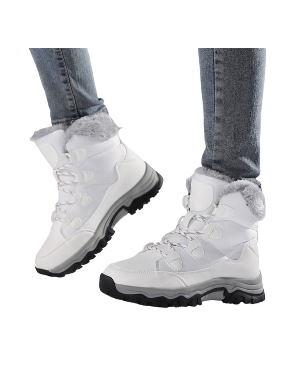 Snow Boots for Women Waterproof Non Slip Lined Winter Warm Mid Calf Ski Combat Boots