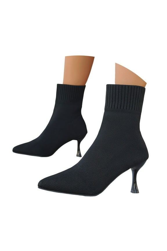 Stiletto Dress Boots for Women Fashion Knit Slip on Socks High Heel Ankle Booties Wedding