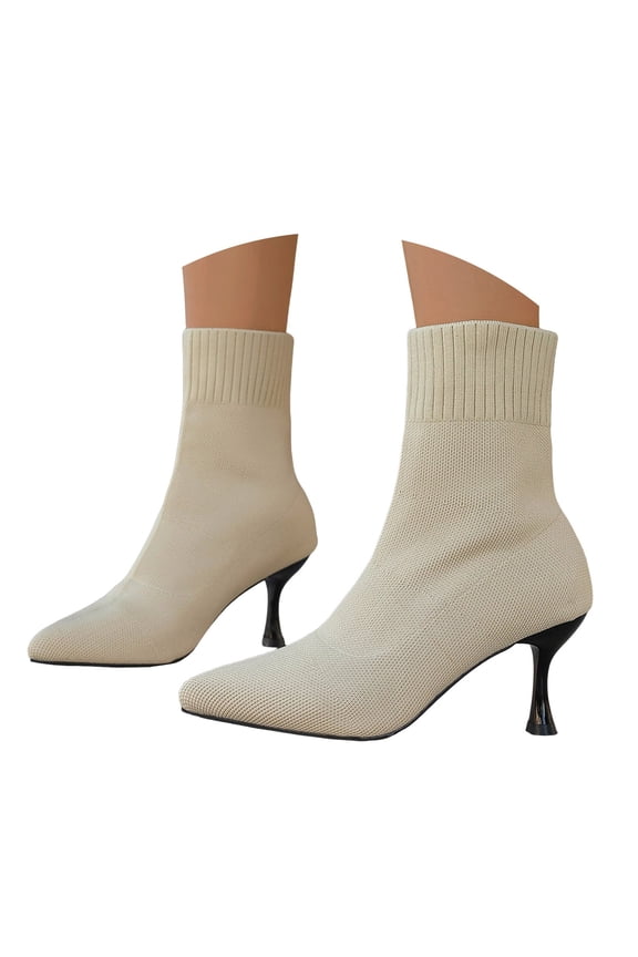 Stiletto Dress Boots for Women Fashion Knit Slip on Socks High Heel Ankle Booties Wedding