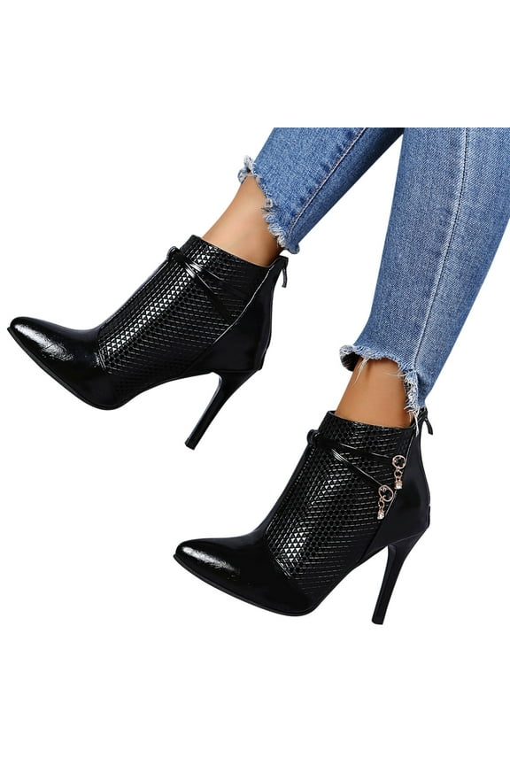 Stiletto High Heels Dress Boots for Women Black Pointed Toe Office Pumps Ankle Booties Fall