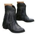thumbnail image 1 of Oyedens Tassel Cowboy Boots for Women Boho Fringe Mid Heels Western Mid Calf Riding Cowgirl Boots, 1 of 5