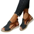 thumbnail image 1 of Platform Wedge Sandals for Women 2025 Roman Casual Leather Peep Toe Espadrilles High Heels Gladiator Sandals, 1 of 9