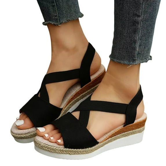 Oyedens Walking Sandals for Women Comfort Platform Espadrilles Sandals High Heels Slingback Shoes