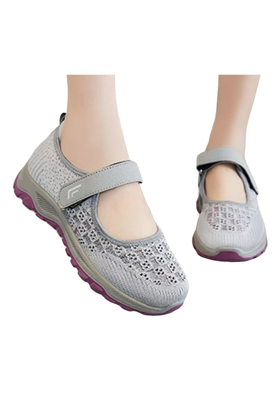 Walking Shoes for Elderly Women Comfortable Non Slip Slip-on Loafers Athletic Work Shoes