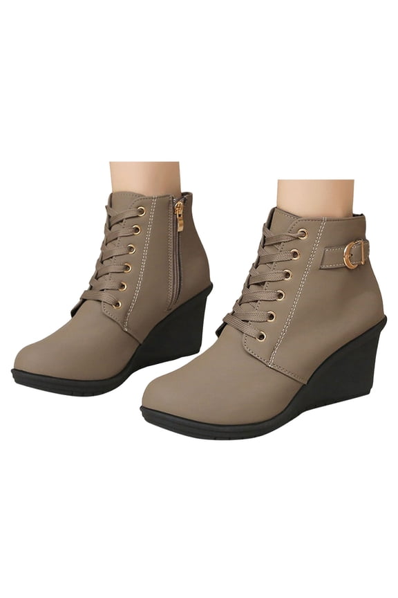 Wedge Combat Boots for Women Fashion High Heels Dress Riding Boots Winter Fall Ankle Booties