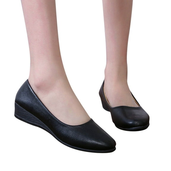 Oyedens Wedge Dress Shoes for Women Comfort Casual Slip on Walking Loafers Low Heels Work Pump Shoes
