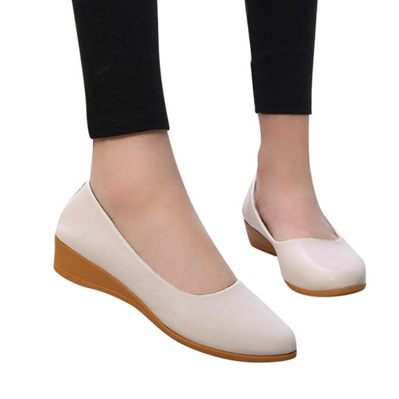 Oyedens Wedge Dress Shoes for Women Comfort Casual Slip on Walking Loafers Low Heels Work Pump Shoes
