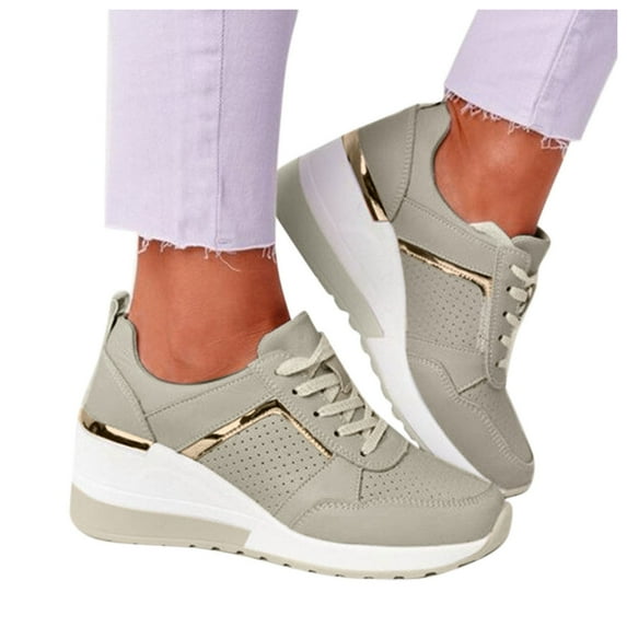 Oyedens Wedge Fashion Sneakers for Women Walking Running Tennis Shoes Casual Leather Athletic Sneakers