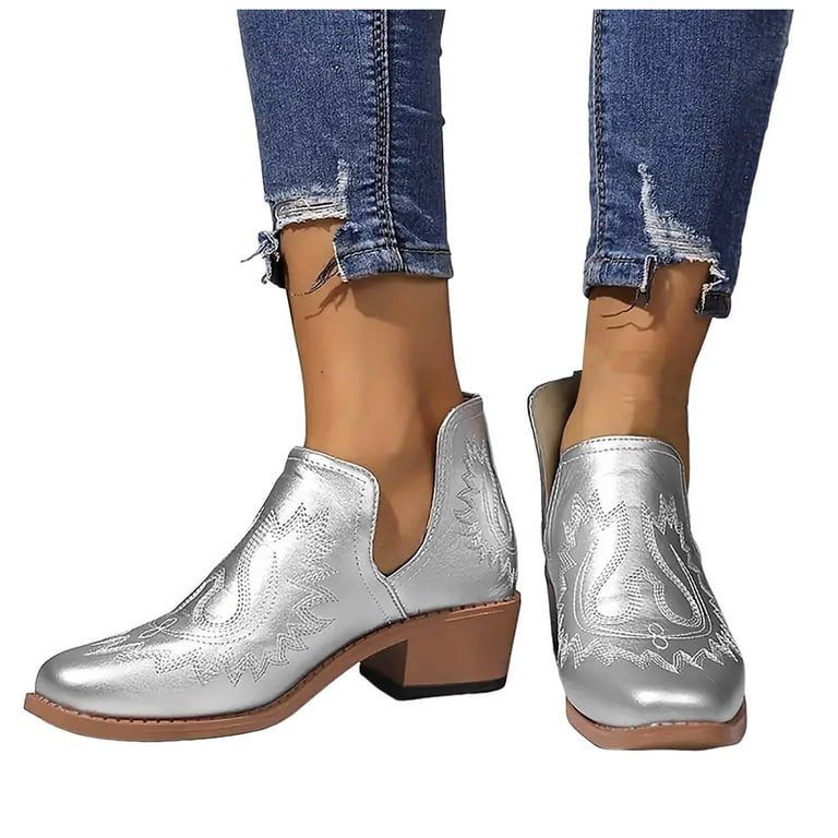 Oyedens Western Cowboy Cowgirl Boots for Women Bohemian Cut Out