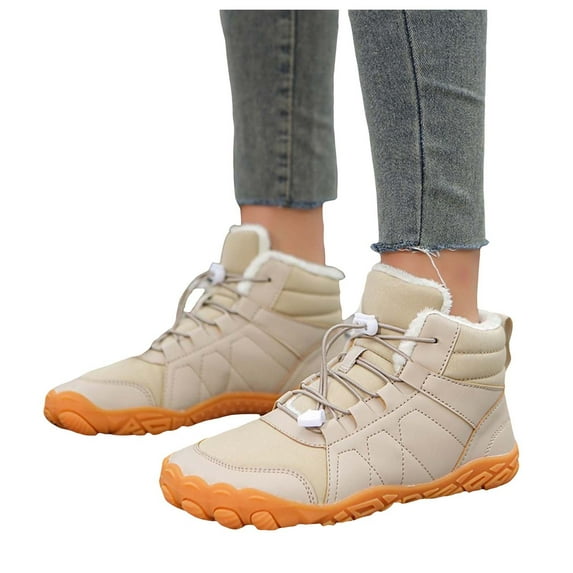 Oyedens Winter Hiking Boots for Women Men Fur Lined Snow Boots Walking Tennis Sneakers Ankle Booties