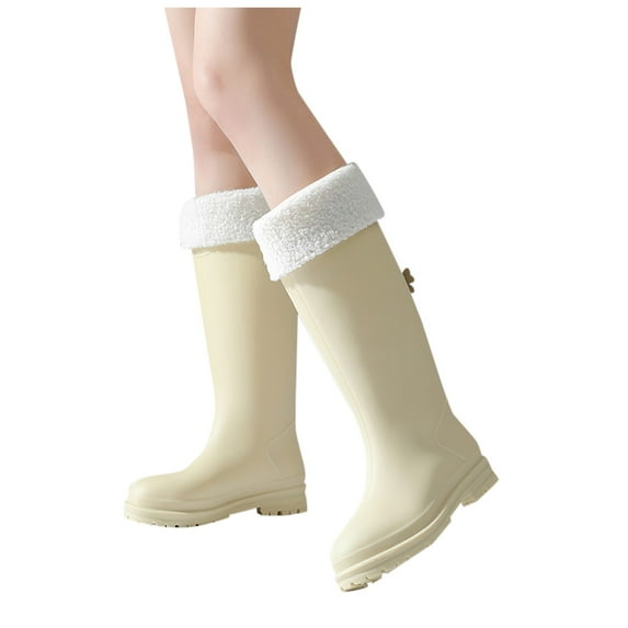 Oyedens Winter Knee High Rain Boots for Women Lining Thermal Tall Rainboots Non Slip Work Boots