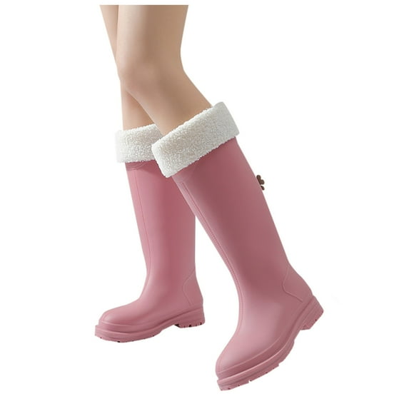 Oyedens Winter Knee High Rain Boots for Women Lining Thermal Tall Rainboots Non Slip Work Boots
