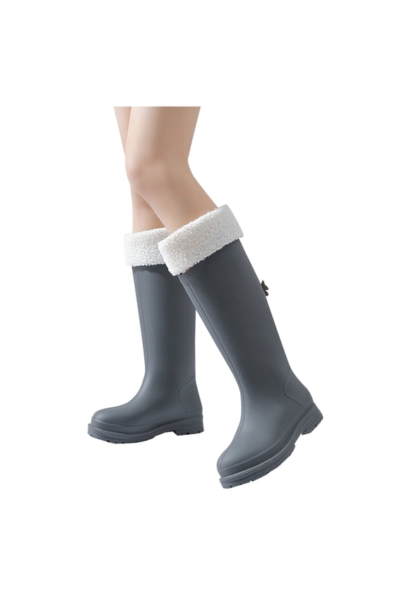 Oyedens Winter Knee High Rain Boots for Women Lining Thermal Tall Rainboots Non Slip Work Boots