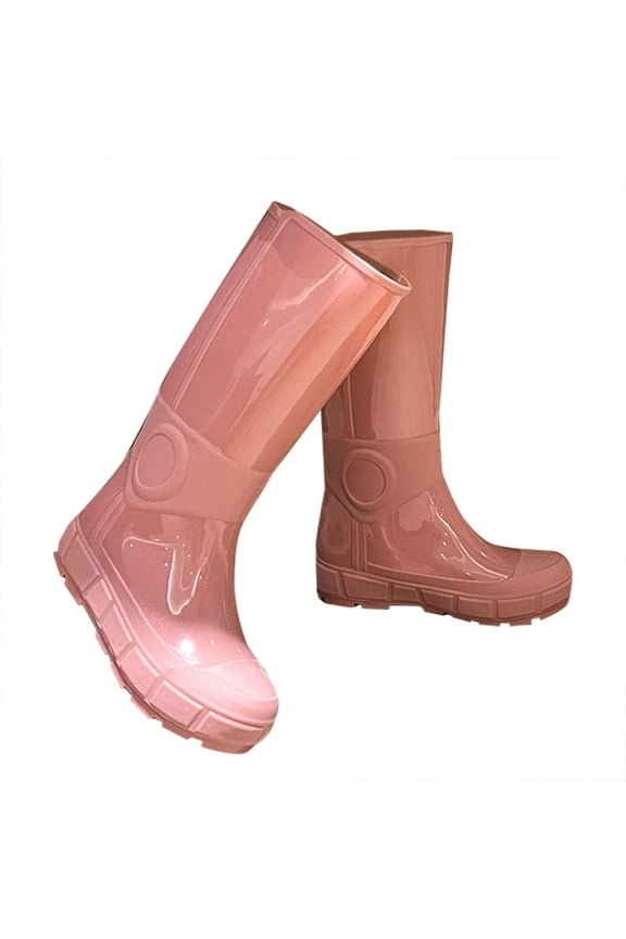 Winter Knee Length Rain Boots for Women with Lined Warm Waterproof Garden Tall Rainboots
