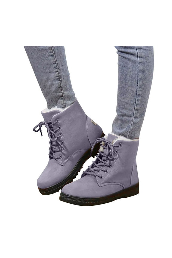 Winter Snow Boots for Women Girls Lined Warm Combat Boots Riding Hiking Ankle Booties