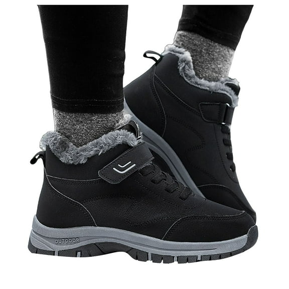 Oyedens Women Men Winter Snow Boots Fleece Lined Thermal Anti-Slip Work Walking Ankle Booties Seniors