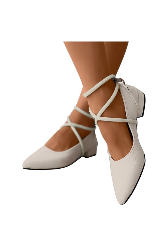 Women's Dress Shoes Ballet Flats Autumn Spring Fashion Casual Pointed Toe Strappy Dressy Shoes