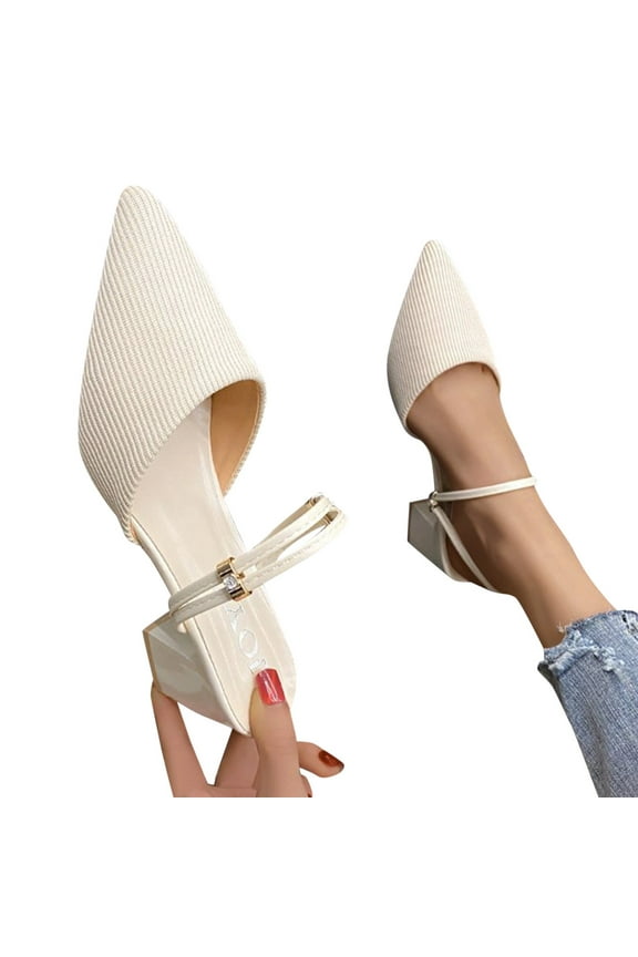 Oyedens Women's Mules Sandals Dress Shoes Fashion Pointed Toe Block High Heels Work Pump